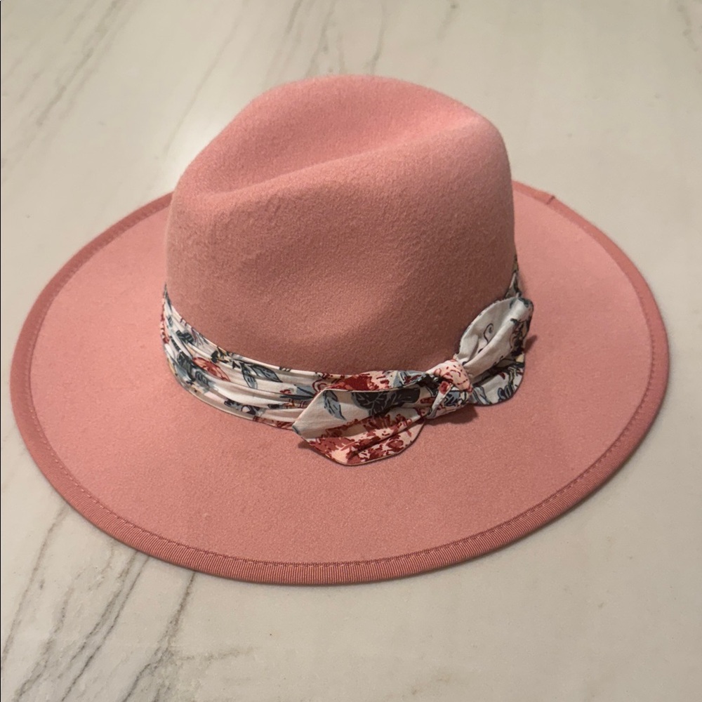 Janie and Jack Pink Hat with Floral Accent